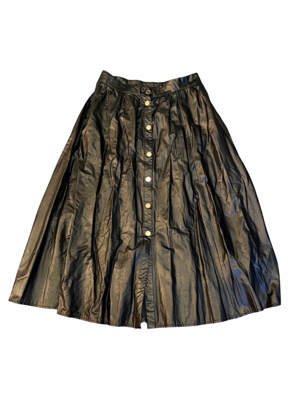 Zara Midi Black Faux Leather Skirt